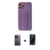 MARSİLYAN™- iPhone 12 Pro Kılıf Yörünge Yansıma - Siyah 3D Antistatik Hayalet Cam Ekran Koruyucu + Neon Fosforlu Kamera Lens - TU