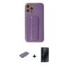 MARSİLYAN™- iPhone 12 Pro Kılıf Yörünge Yansıma - Siyah 3D Antistatik Hayalet Cam Ekran Koruyucu + Renkli Kamera Lens Koruma Cam - PE