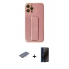 MARSİLYAN™- iPhone 12 Pro Kılıf Yörünge Yansıma - Siyah 3D Antistatik Hayalet Cam Ekran Koruyucu + Renkli Kamera Lens Koruma Cam - PE