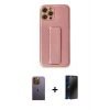 MARSİLYAN™- iPhone 12 Pro Kılıf Yörünge Yansıma - Siyah 3D Antistatik Hayalet Cam Ekran Koruyucu + Neon Fosforlu Kamera Lens - SI
