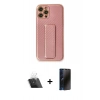MARSİLYAN™- iPhone 12 Pro Kılıf Yörünge Yansıma - Siyah 3D Antistatik Hayalet Cam Ekran Koruyucu + Kamera Lens Koruma Cam - SF