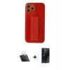 MARSİLYAN™- iPhone 12 Pro Kılıf Yörünge Yansıma - Siyah 3D Antistatik Hayalet Cam Ekran Koruyucu + Kamera Lens Koruma Cam - SF