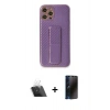 MARSİLYAN™- iPhone 12 Pro Kılıf Yörünge Yansıma - Siyah 3D Antistatik Hayalet Cam Ekran Koruyucu + Kamera Lens Koruma Cam - SF