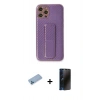 MARSİLYAN™- iPhone 12 Pro Kılıf Yörünge Yansıma - Siyah 3D Antistatik Hayalet Cam Ekran Koruyucu + Shine Kamera Lens Koruma Cam - MI