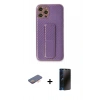 MARSİLYAN™- iPhone 12 Pro Kılıf Yörünge Yansıma - Siyah 3D Antistatik Hayalet Cam Ekran Koruyucu + Renkli Kamera Lens Koruma Cam - TU
