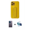 MARSİLYAN™- iPhone 12 Pro Kılıf Yörünge Yansıma - Siyah 3D Antistatik Seramik Nano Ekran Koruyucu + Neon Fosforlu Kamera Lens - MI
