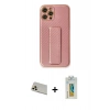 MARSİLYAN™- iPhone 12 Pro Kılıf Yörünge Yansıma - Siyah Polymer Nano Ekran Koruyucu + Rainbow Kamera Lens Koruma Cam - GD