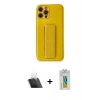 MARSİLYAN™- iPhone 12 Pro Kılıf Yörünge Yansıma - Siyah Polymer Nano Ekran Koruyucu + Kamera Lens Koruma Cam - SF