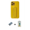 MARSİLYAN™- iPhone 12 Pro Kılıf Yörünge Yansıma - Siyah Polymer Nano Ekran Koruyucu + Metal Kamera Lens Koruma Cam - MR