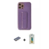 MARSİLYAN™- iPhone 12 Pro Kılıf Yörünge Yansıma - Siyah Polymer Nano Ekran Koruyucu + Renkli Kamera Lens Koruma Cam - SI
