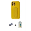 MARSİLYAN™- iPhone 12 Pro Kılıf Yörünge Yansıma - Siyah Polymer Nano Ekran Koruyucu + Renkli Kamera Lens Koruma Cam - SI