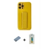 MARSİLYAN™- iPhone 12 Pro Kılıf Yörünge Yansıma - Siyah Polymer Nano Ekran Koruyucu + Shine Kamera Lens Koruma Cam - GS