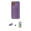 MARSİLYAN™- iPhone 12 Pro Kılıf Yörünge Yansıma - Siyah Polymer Nano Ekran Koruyucu + Renkli Kamera Lens Koruma Cam - YL