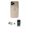 MARSİLYAN™- iPhone 12 Pro Kılıf Zirve Klasik Prime - Şeffaf 360 Full Body Arka Koruyucu + Rainbow Kamera Lens Koruma Cam - GD