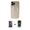 MARSİLYAN™- iPhone 12 Pro Kılıf Zirve Klasik Prime - Şeffaf 360 Full Body Arka Koruyucu + Neon Fosforlu Kamera Lens - MI