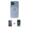 MARSİLYAN™- iPhone 12 Pro Kılıf Zirve Klasik Prime - Şeffaf 360 Full Body Arka Koruyucu + Neon Fosforlu Kamera Lens - MI
