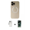 MARSİLYAN™- iPhone 12 Pro Kılıf Zirve Klasik Prime - Şeffaf 360 Full Body Arka Koruyucu + Shine Kamera Lens - GS
