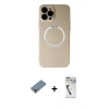 MARSİLYAN™- iPhone 12 Pro Kılıf Zirve Klasik Prime - Şeffaf Uv Polymer Nano Ekran Koruyucu + Metal Kamera Lens Koruma Cam - MR