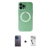 MARSİLYAN™- iPhone 12 Pro Kılıf Zirve Klasik Prime - Şeffaf Uv Polymer Nano Ekran Koruyucu + Neon Fosforlu Kamera Lens - MI