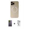MARSİLYAN™- iPhone 12 Pro Kılıf Zirve Klasik Prime - Şeffaf Uv Polymer Nano Ekran Koruyucu + Neon Fosforlu Kamera Lens - YL