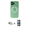 MARSİLYAN™- iPhone 12 Pro Kılıf Zirve Klasik Prime - Siyah 34D Hayalet Izgaralı Cam + Rainbow Kamera Lens Koruma Cam - GD