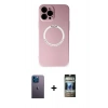 MARSİLYAN™- iPhone 12 Pro Kılıf Zirve Klasik Prime - Siyah 34D Hayalet Izgaralı Cam + Neon Fosforlu Kamera Lens - MI