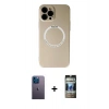 MARSİLYAN™- iPhone 12 Pro Kılıf Zirve Klasik Prime - Siyah 34D Hayalet Izgaralı Cam + Neon Fosforlu Kamera Lens - MI