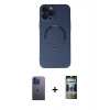MARSİLYAN™- iPhone 12 Pro Kılıf Zirve Klasik Prime - Siyah 34D Hayalet Izgaralı Cam + Neon Fosforlu Kamera Lens - MI