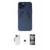 MARSİLYAN™- iPhone 12 Pro Kılıf Zirve Klasik Prime - Siyah 34D Hayalet Izgaralı Cam + Shine Kamera Lens - MI