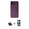 MARSİLYAN™- iPhone 12 Pro Kılıf Zirve Klasik Prime - Siyah 34D Hayalet Izgaralı Cam + Kamera Lens Koruma Cam - SF
