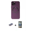 MARSİLYAN™- iPhone 12 Pro Kılıf Zirve Klasik Prime - Siyah 34D Hayalet Izgaralı Cam + Renkli Kamera Lens Koruma Cam - TU