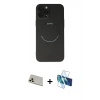 MARSİLYAN™- iPhone 12 Pro Kılıf Zirve Klasik Prime - Siyah 3D Antistatik Cam Ekran Koruyucu + Rainbow Kamera Lens Koruma Cam - GD