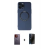 MARSİLYAN™- iPhone 12 Pro Kılıf Zirve Klasik Prime - Siyah 3D Antistatik Hayalet Cam Ekran Koruyucu + Neon Fosforlu Kamera Lens - TU