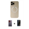 MARSİLYAN™- iPhone 12 Pro Kılıf Zirve Klasik Prime - Siyah 3D Antistatik Hayalet Cam Ekran Koruyucu + Neon Fosforlu Kamera Lens - TU