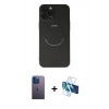 MARSİLYAN™- iPhone 12 Pro Kılıf Zirve Klasik Prime - Siyah 3D Antistatik Seramik Nano Ekran Koruyucu + Neon Fosforlu Kamera Lens - MI