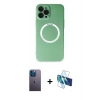 MARSİLYAN™- iPhone 12 Pro Kılıf Zirve Klasik Prime - Siyah 3D Antistatik Seramik Nano Ekran Koruyucu + Neon Fosforlu Kamera Lens - MI