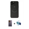 MARSİLYAN™- iPhone 12 Pro Kılıf Zirve Klasik Prime - Siyah 3D Antistatik Seramik Nano Ekran Koruyucu + Neon Fosforlu Kamera Lens - SI