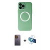 MARSİLYAN™- iPhone 12 Pro Kılıf Zirve Klasik Prime - Siyah 3D Antistatik Seramik Nano Ekran Koruyucu + Neon Fosforlu Kamera Lens - SI