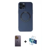 MARSİLYAN™- iPhone 12 Pro Kılıf Zirve Klasik Prime - Siyah 3D Antistatik Seramik Nano Ekran Koruyucu + Neon Fosforlu Kamera Lens - SI