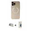 MARSİLYAN™- iPhone 12 Pro Kılıf Zirve Klasik Prime - Siyah 6D Mat Seramik Hayalet Nano Ekran Koruyucu + Rainbow Kamera Lens Koruma Cam - GD
