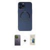 MARSİLYAN™- iPhone 12 Pro Kılıf Zirve Klasik Prime - Siyah 6D Mat Seramik Hayalet Nano Ekran Koruyucu + Neon Fosforlu Kamera Lens - YL