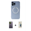 MARSİLYAN™- iPhone 12 Pro Kılıf Zirve Klasik Prime - Siyah 6D Mat Seramik Hayalet Nano Ekran Koruyucu + Neon Fosforlu Kamera Lens - YL