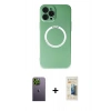 MARSİLYAN™- iPhone 12 Pro Kılıf Zirve Klasik Prime - Siyah 6D Mat Seramik Hayalet Nano Ekran Koruyucu + Neon Fosforlu Kamera Lens - YL