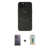 MARSİLYAN™- iPhone 12 Pro Kılıf Zirve Klasik Prime - Siyah Polymer Nano Ekran Koruyucu + Neon Fosforlu Kamera Lens - BZ