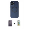 MARSİLYAN™- iPhone 12 Pro Kılıf Zirve Klasik Prime - Siyah Polymer Nano Ekran Koruyucu + Neon Fosforlu Kamera Lens - BZ