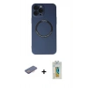 MARSİLYAN™- iPhone 12 Pro Kılıf Zirve Klasik Prime - Siyah Polymer Nano Ekran Koruyucu + Renkli Kamera Lens Koruma Cam - PE