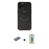 MARSİLYAN™- iPhone 12 Pro Kılıf Zirve Klasik Prime - Siyah Polymer Nano Ekran Koruyucu + Renkli Kamera Lens Koruma Cam - PE