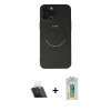 MARSİLYAN™- iPhone 12 Pro Kılıf Zirve Klasik Prime - Siyah Polymer Nano Ekran Koruyucu + Kamera Lens Koruma Cam - SF