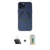 MARSİLYAN™- iPhone 12 Pro Kılıf Zirve Klasik Prime - Siyah Polymer Nano Ekran Koruyucu + Kamera Lens Koruma Cam - SF