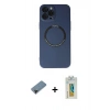 MARSİLYAN™- iPhone 12 Pro Kılıf Zirve Klasik Prime - Siyah Polymer Nano Ekran Koruyucu + Shine Kamera Lens Koruma Cam - SH